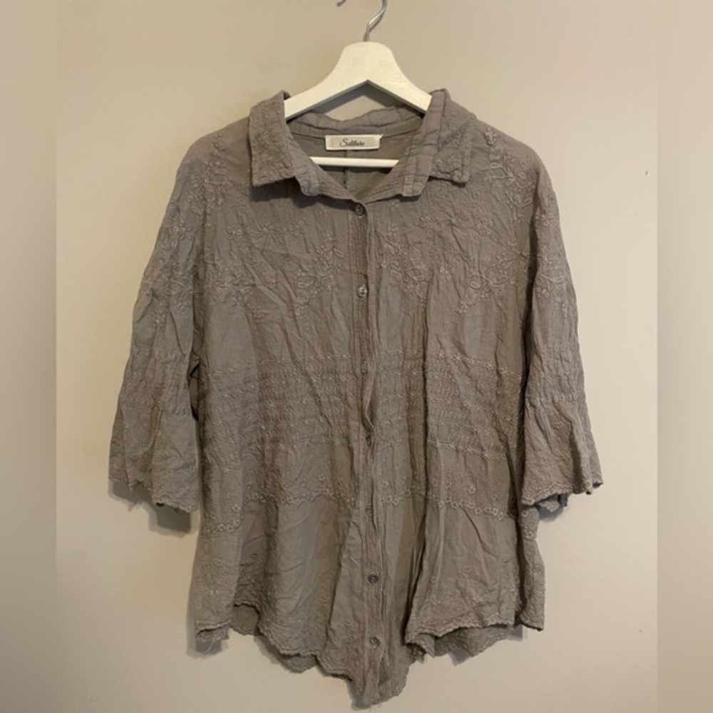 Solitaire‎ embroidered grey shirt